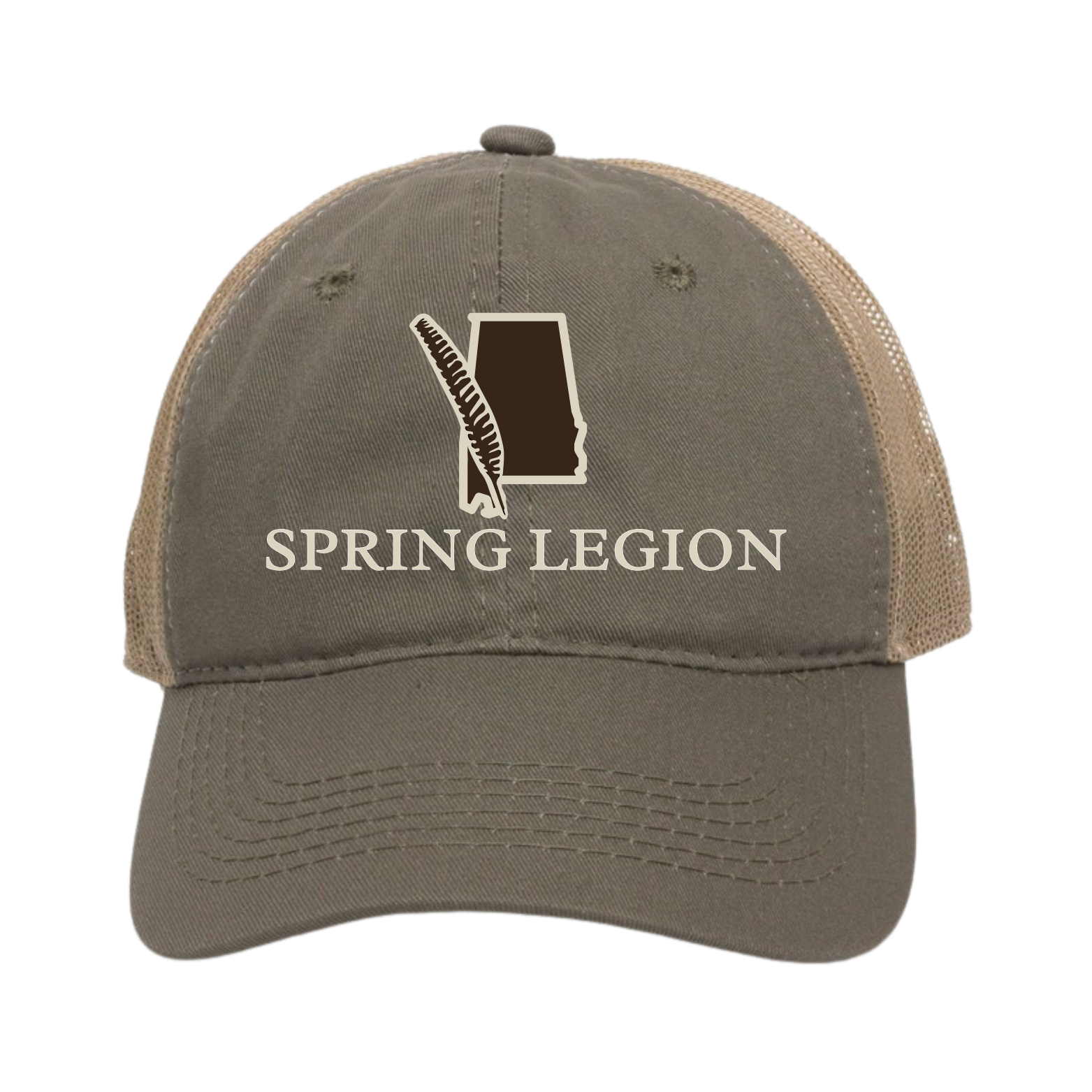 Alabama Turkey Feather Platinum Unstructured Meshback Hat - Olive/Khaki