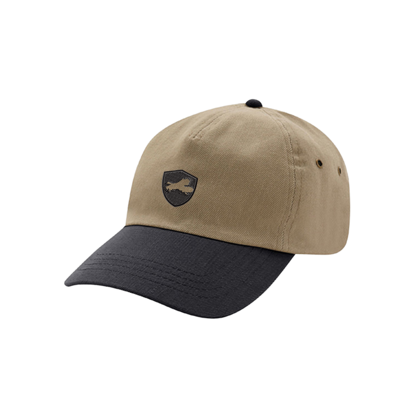 Five Panel Badge Hat - Black/Tan