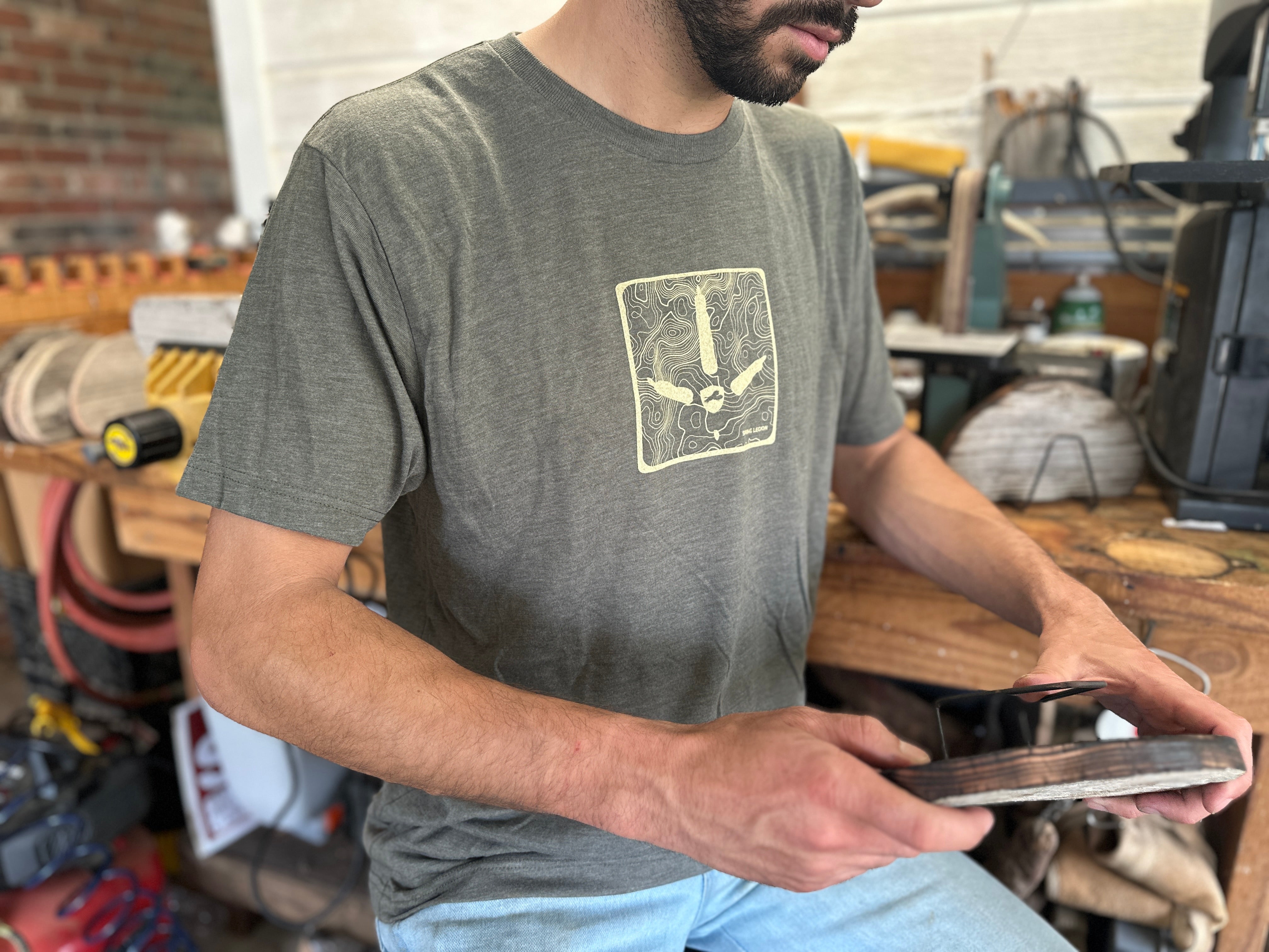 Topo Track Lightweight Tee - Military Green