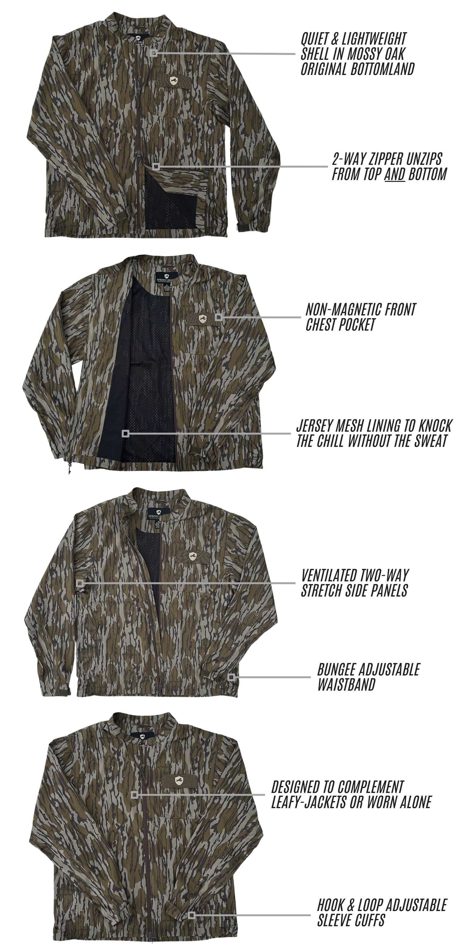 Spring Legion Lightweight Turkey Hunting Jacket - Mossy Oak Original Bottomland