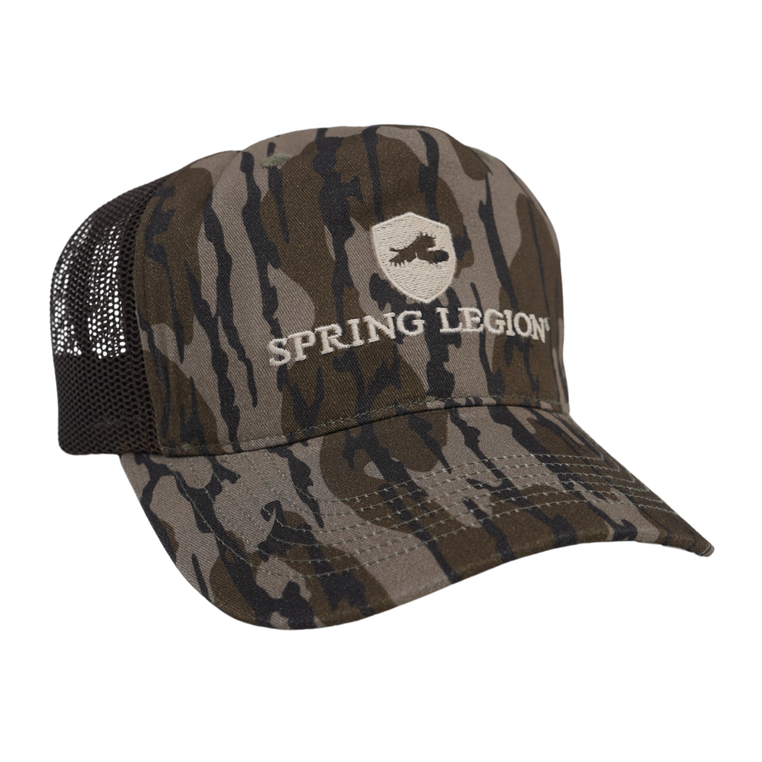 Old School 5-Panel Spring Legion Mesh Back Hunting Hat - Mossy Oak Original Bottomland