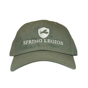 Leather Strap Canvas Cotton Hat - Forest Green