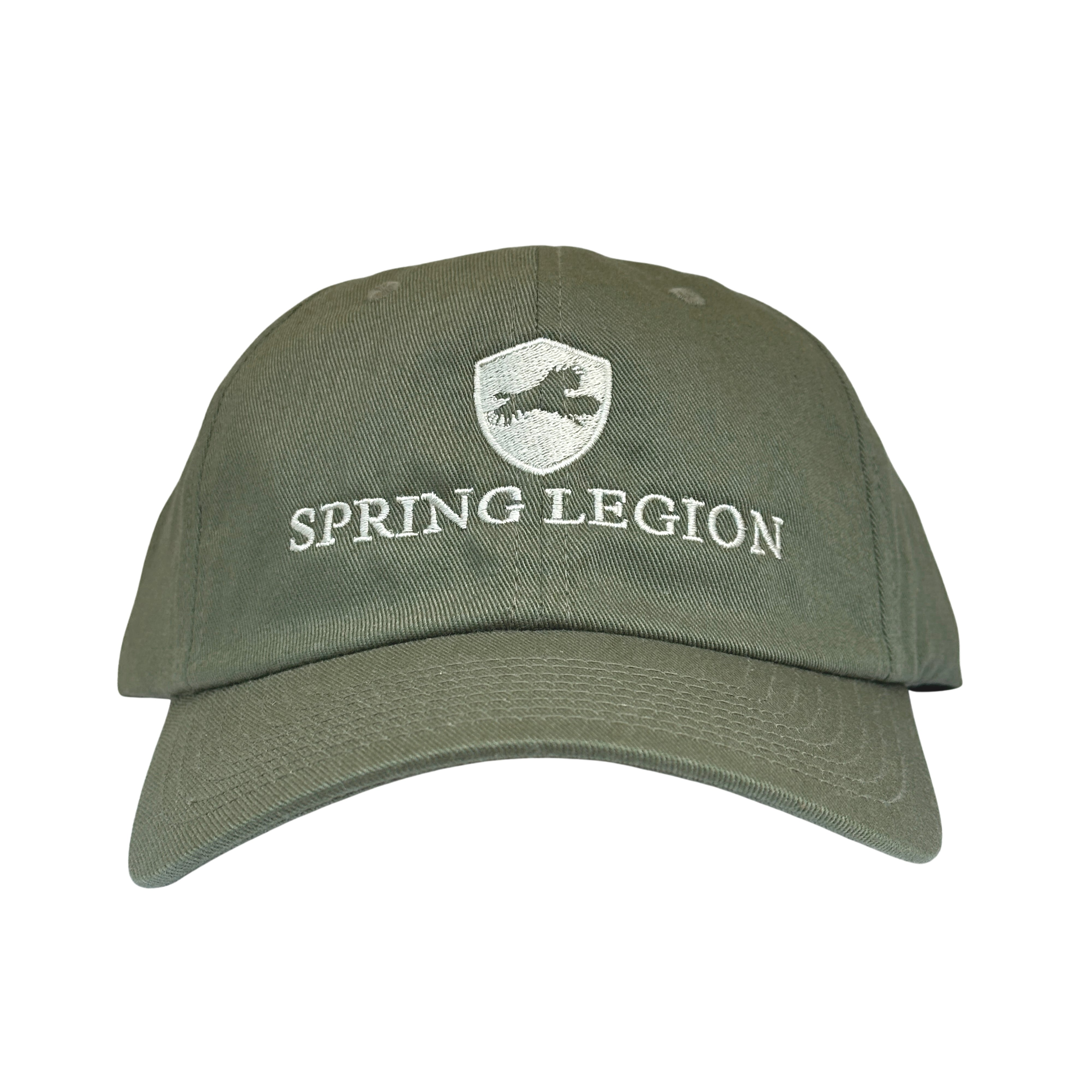 Leather Strap Canvas Cotton Hat - Forest Green