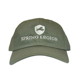 Leather Strap Canvas Cotton Hat - Forest Green