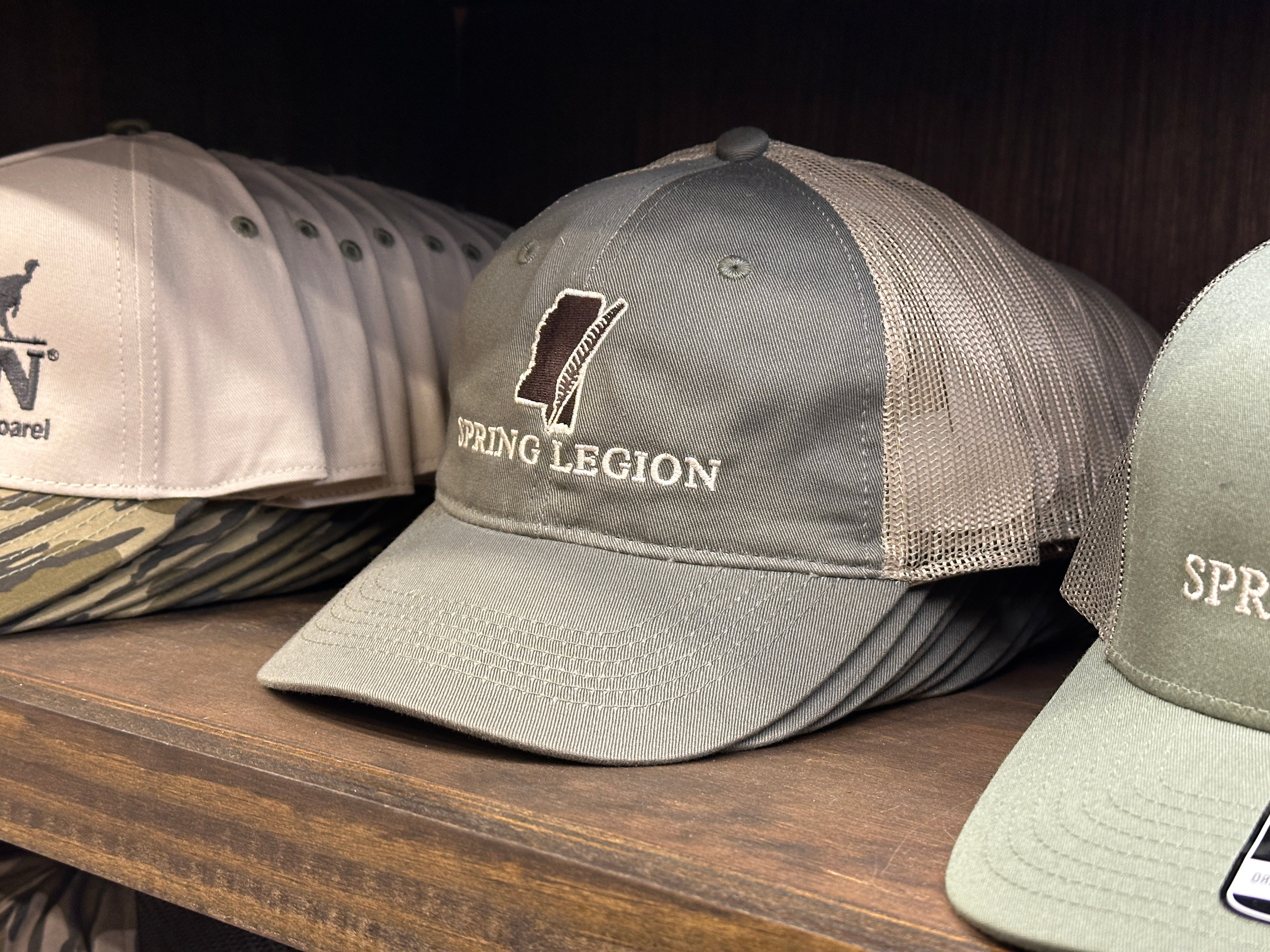 Mississippi Turkey Feather Platinum Unstructured Meshback Hat - Olive/Khaki