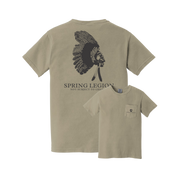 turkey hunting shirt, warbird, indian, chief, wing feather, pinhoti, mossy oak, panola, comfort colors, hunting shirt, seek one, deer hunting, duck hunting, gear, tees, CHIEF, head dress, Osceola